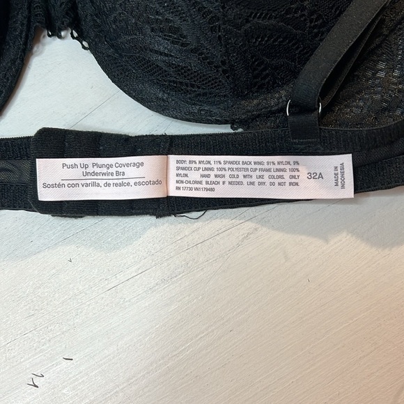 Auden Push Up Plunge Coverage, Underwire Bra, Color Black Lace, Size 32A, NWOT - Picture 6 of 6